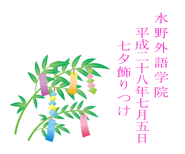 水野外語学院 七夕飾りつけ