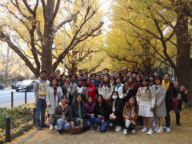 水野外語学院 神宮外苑＆六義園にて