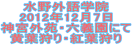 水野外語学院 2012年12月7日 神宮外苑・六義園にて 黄葉狩り・紅葉狩り